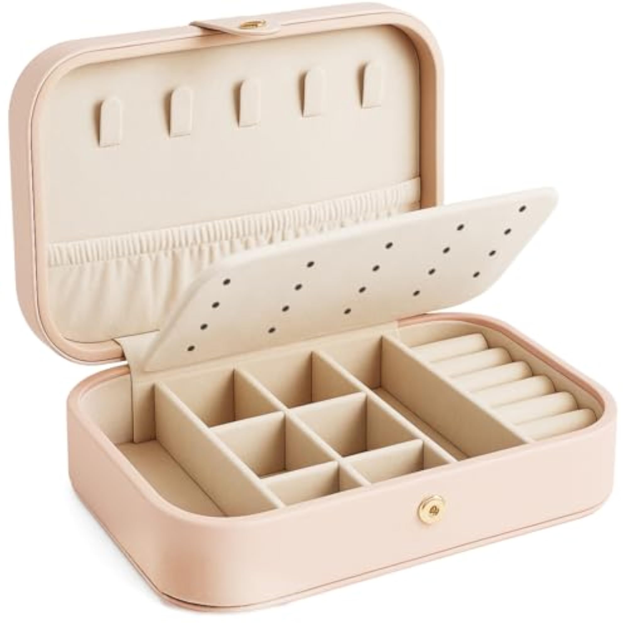 Travel Jewellery Case Pink, PU Leather Organiser Box